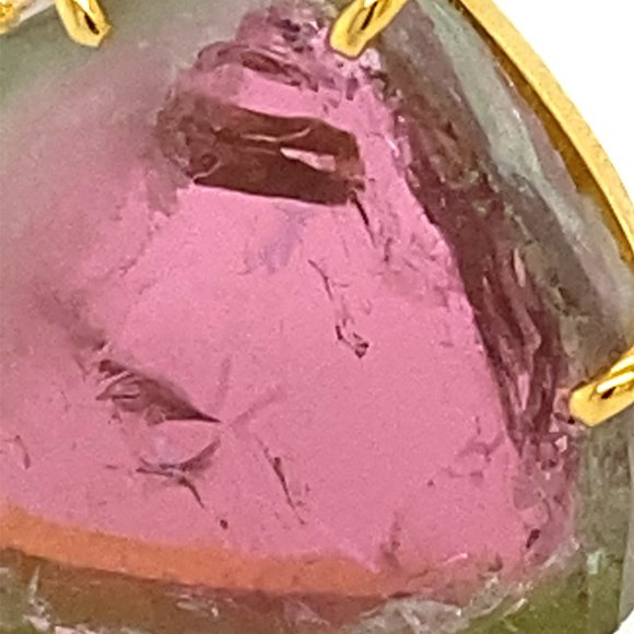 Watermelon Tourmaline 13.40ct Solid 18K Gold Penda